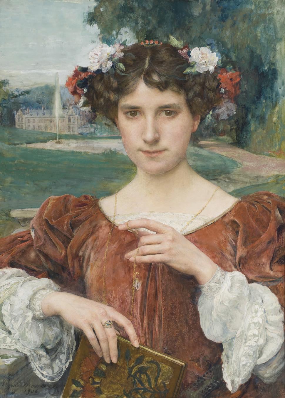 Edgar Maxence - Portrait de femme à la couronne de fleurs