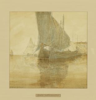 Edgar Payne - Boats, Sotto Marino sight 13 1/2 x 14 in. framed 21 1/2 x 22 in.