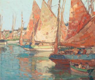 Edgar Payne - Brittany Harbor 22 x 26 in. framed 30 x 34 in.