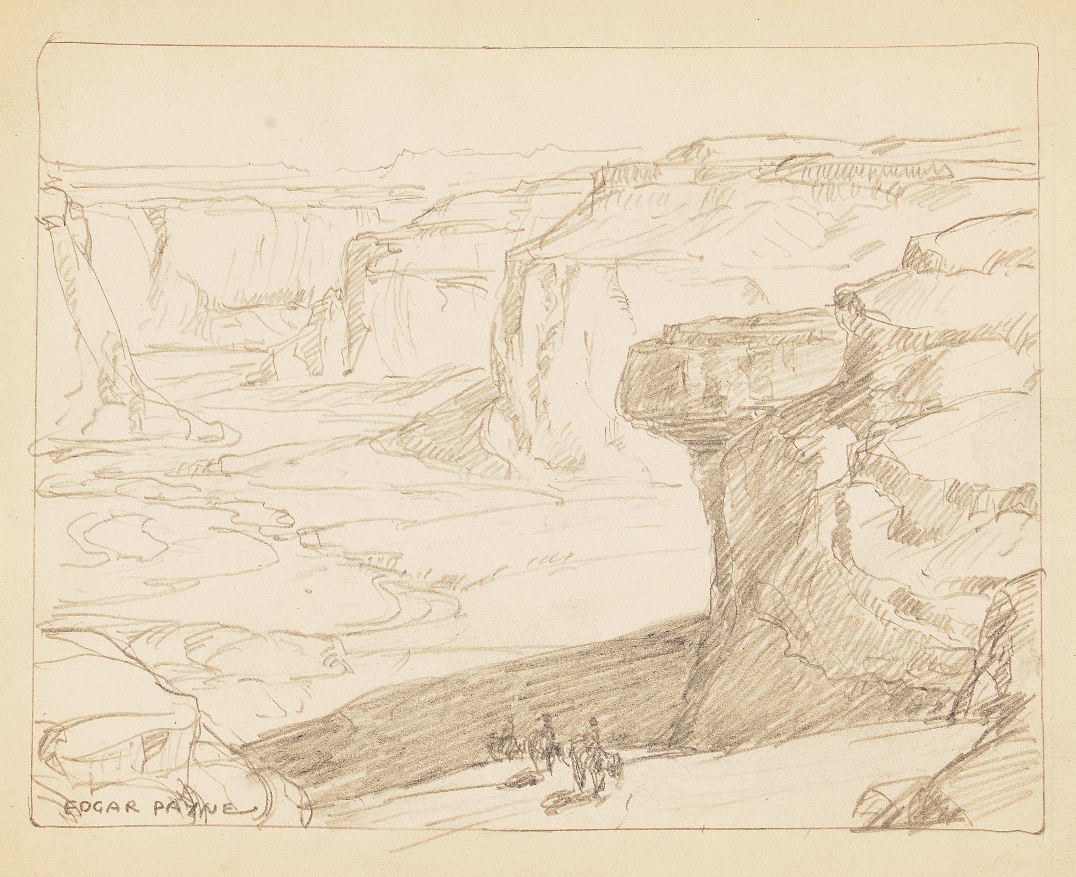 Edgar Payne - Riders in Canyon Country 8 1/2 x 10 1/4 in. unframed