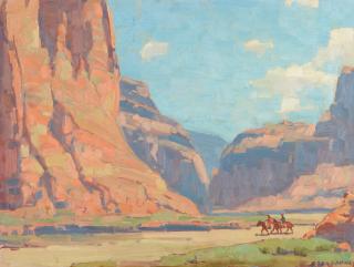 Edgar Payne - Riders through Canyon de Chelly 19 x 25 in. framed 30 x 35 in.