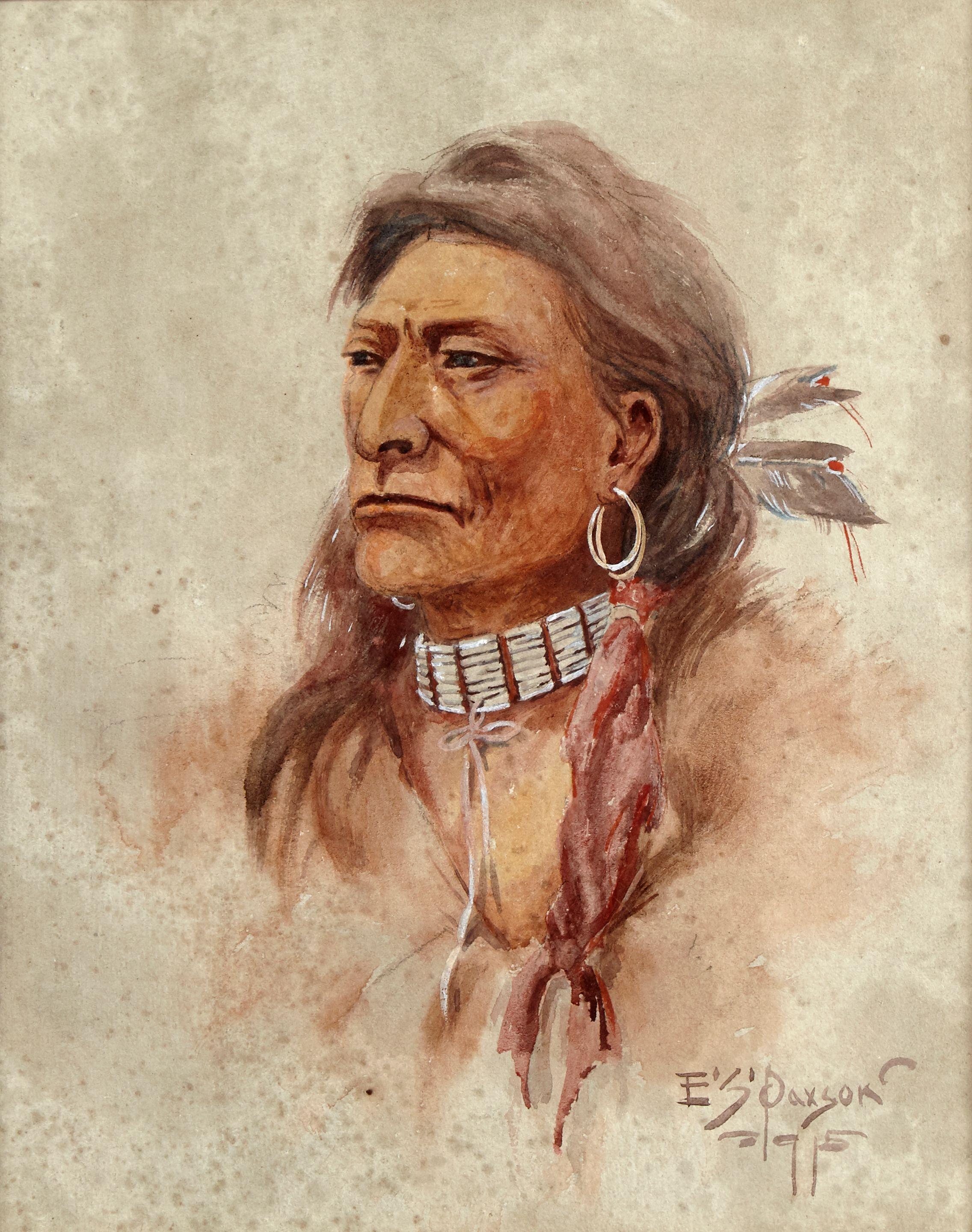 Edgar S. Paxson - Untitled (Indian Man)