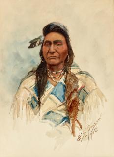 Edgar Samuel Paxson - Chief Joseph, Nez Perce 16 x 12 in. framed 20 1/2 x 16 1/2 in.