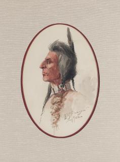 Edgar Samuel Paxson - Portrait of a Native American in Profile