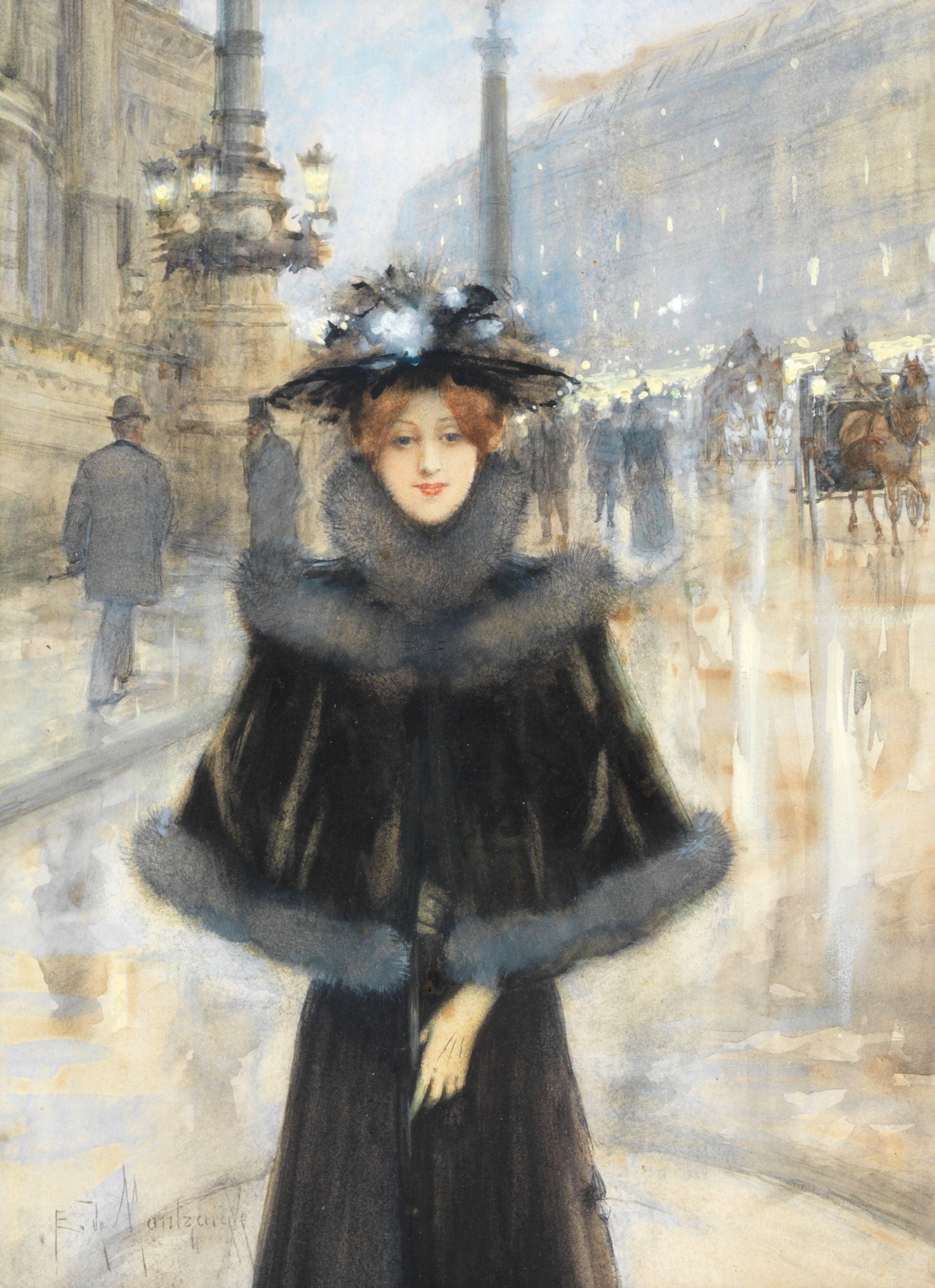 Edgard de Montzaigle - Jeune femme devant l\'Opéra Garnier