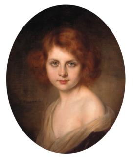 Edgard Maxence - Portrait of a young girl, head and shoulders