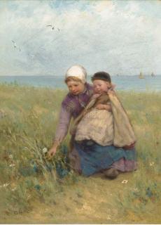 Edith Hume - Gathering wild flowers