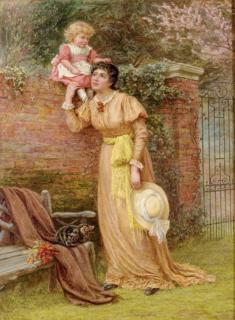 Edith Martineau - Mother and child playing in the garden