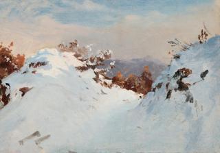 Edme-Adolphe Fontaine - A Snow-Covered Mountain Landscape At Bois De Satory, Near Le Désert