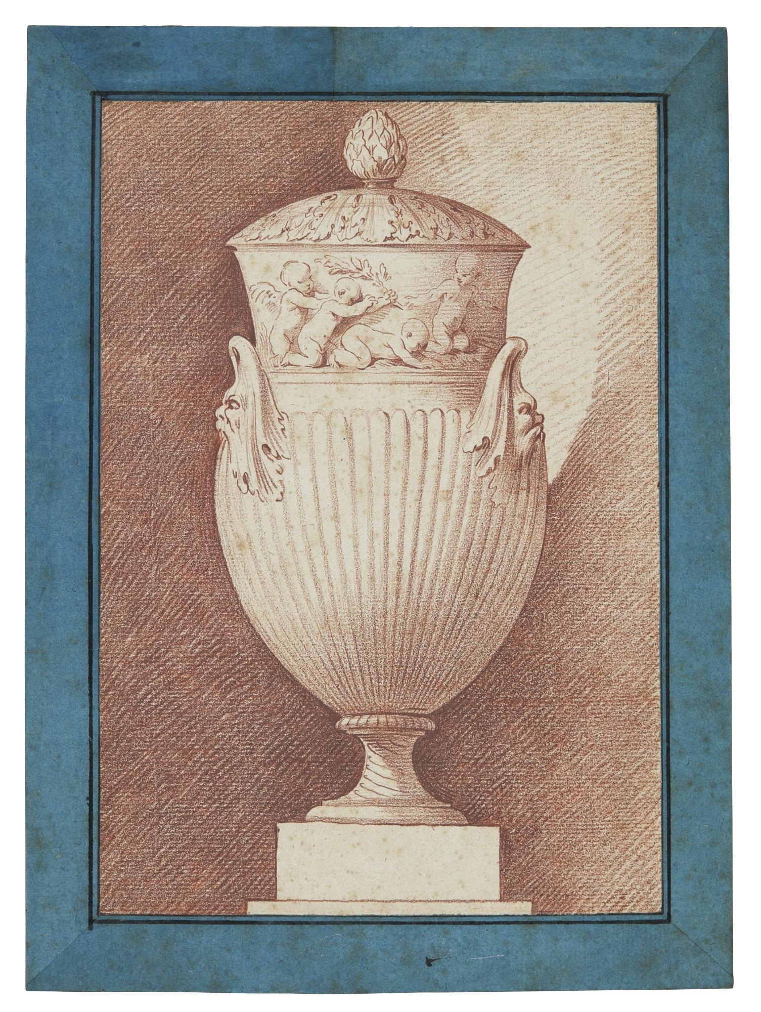 Edmé Bouchardon - Design For A Covered Vase, With Gadrooned Body