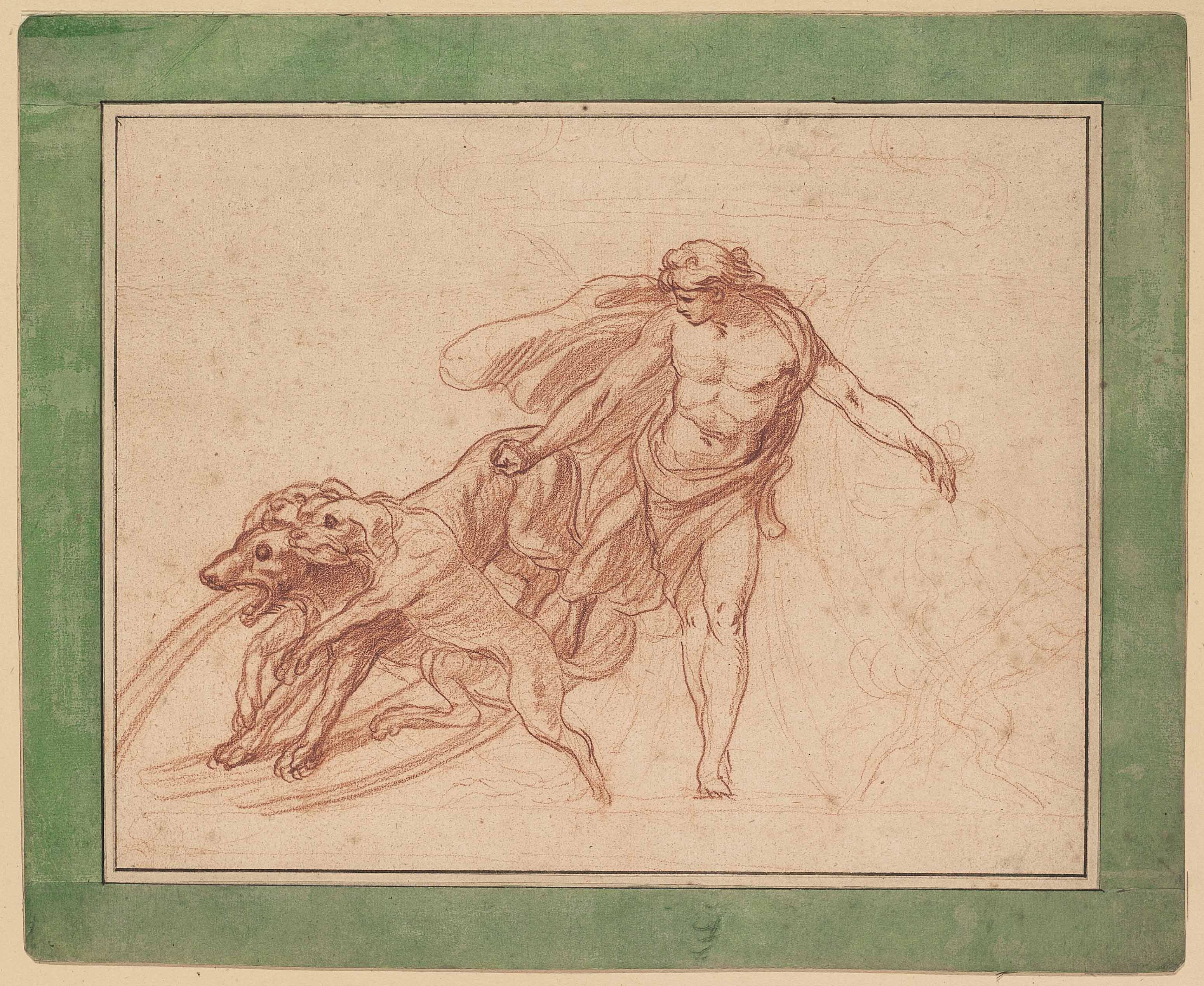 Edme Bouchardon - Design for a fountain: Actaeon with three hunting dogs