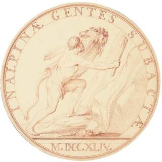 Edme Bouchardon - Hercule armé d\'une massue s\'apprêtant à passer les Alpes (WA 25, FM 91)