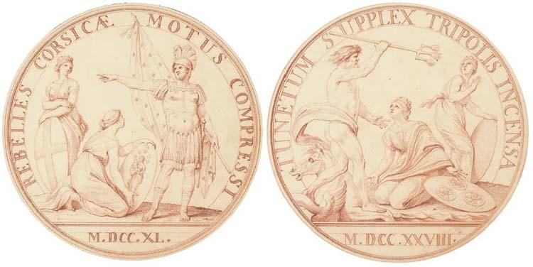 Edme Bouchardon - La pacification de la Corse (WA 13, FM 80); et Le bombardement de Tripoli (WA 11, FM 51)