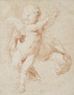 Edme Bouchardon - Putto ailé (recto); Reprise du même motif (verso)
