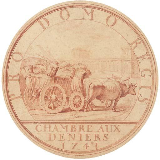 Edme Bouchardon - Un char attelé, rempli de gerbes qui marche vers un palais (WA 3)