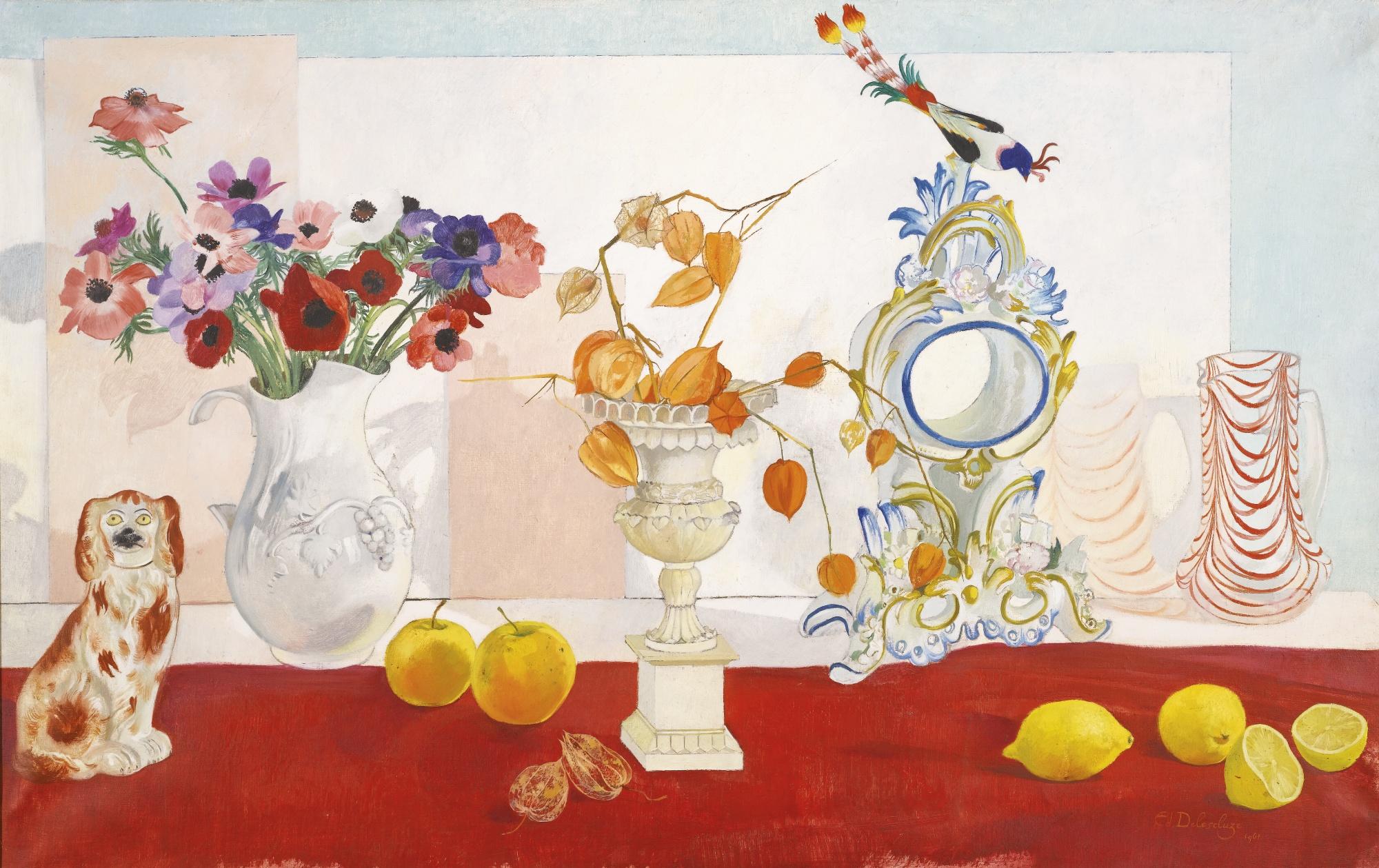 Edmond Delescluze - Belgian nature Morte Aux Citrons Et Aux Pavots