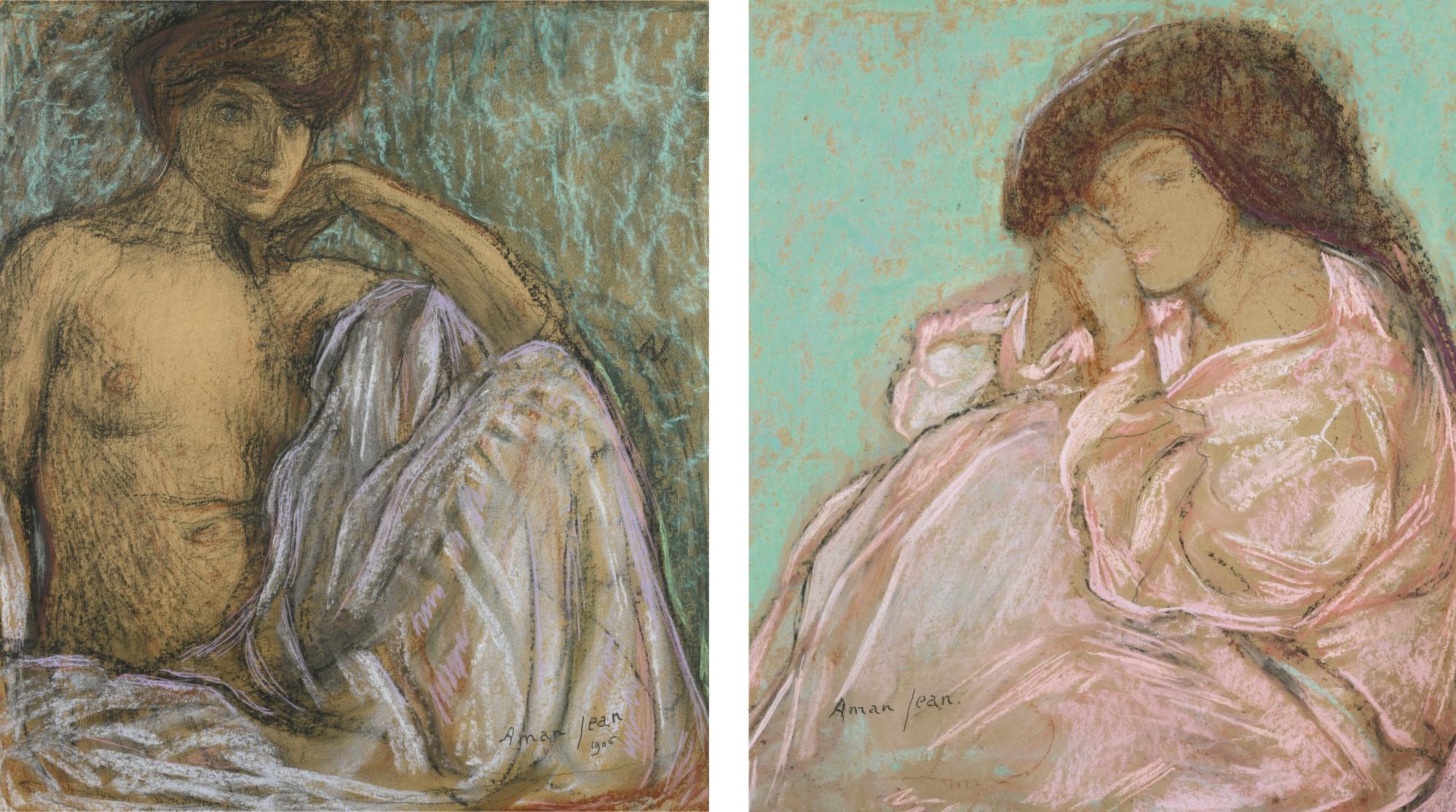 Edmond François Aman-Jean - Day (I) Night (Ii)