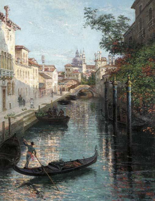 Edmond Louis Dupain - A Venetian canal scene