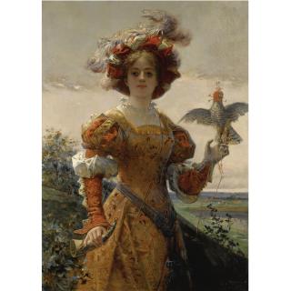 Edmond-Louis Dupain - French Dame Au Faucon
