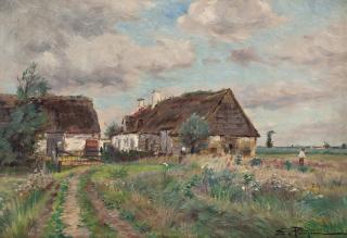 Edmond Marie Petitjean - A cottage on a country track