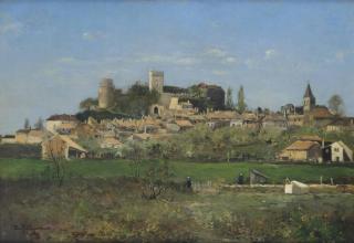 Edmond Marie Petitjean - A Hilltop Village In Spring, France