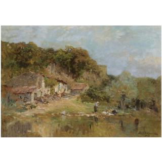 Edmond-Marie Petitjean - French Au Bord De La Mare, Vendée