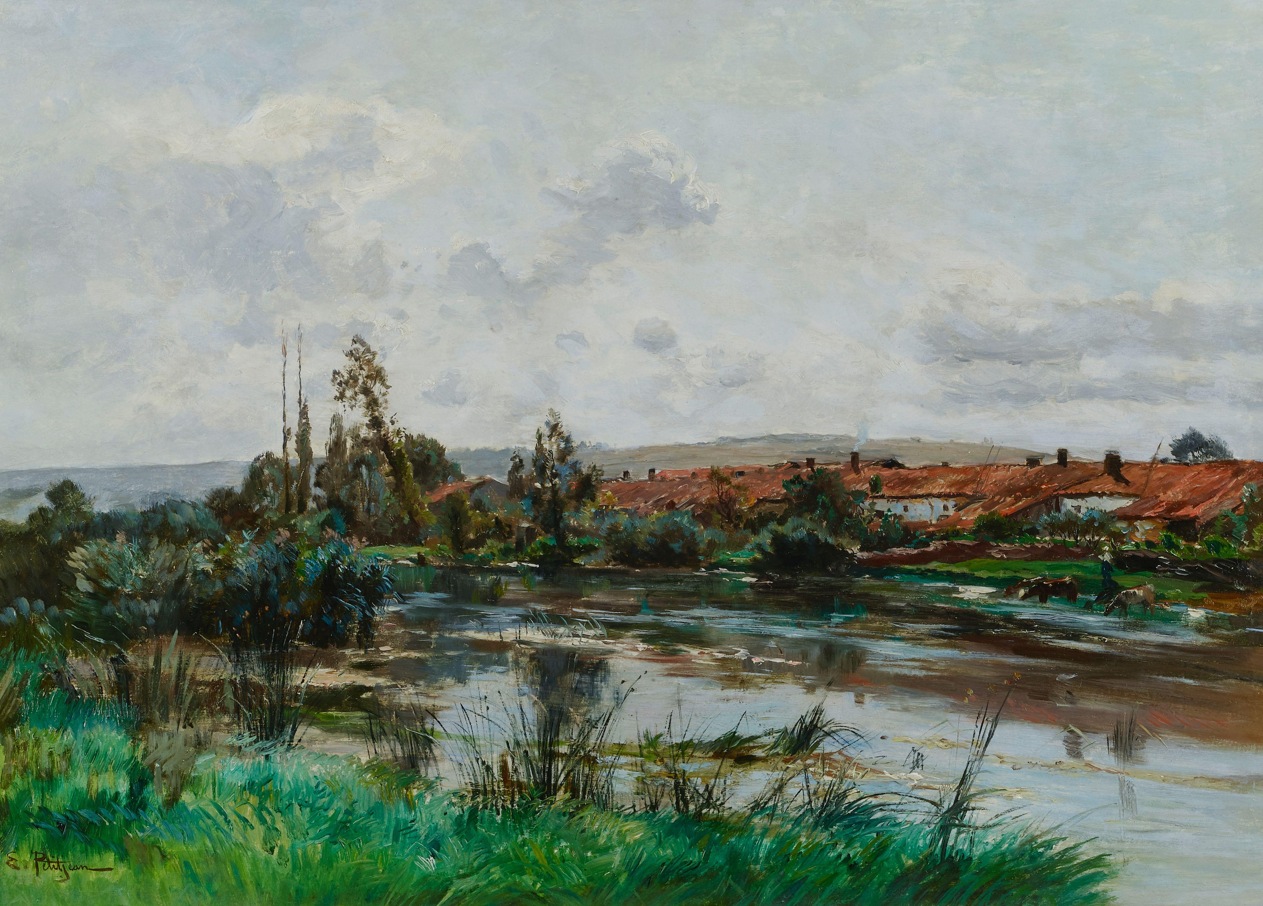 Edmond Marie Petitjean - Le village au bord de la rivière