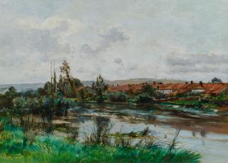 Edmond Marie Petitjean - Le village au bord de la rivière