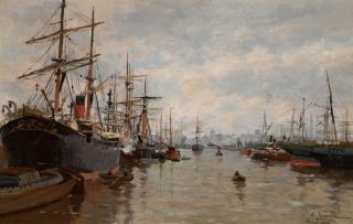 Edmond Marie Petitjean - Navires au Port d\'Anvers
