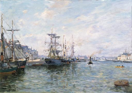 Edmond-Marie Petitjean - Ships in a Port