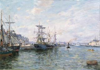 Edmond-Marie Petitjean - Ships in a Port