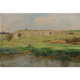 Edmond-Marie Petitjean - Washerwoman At The River