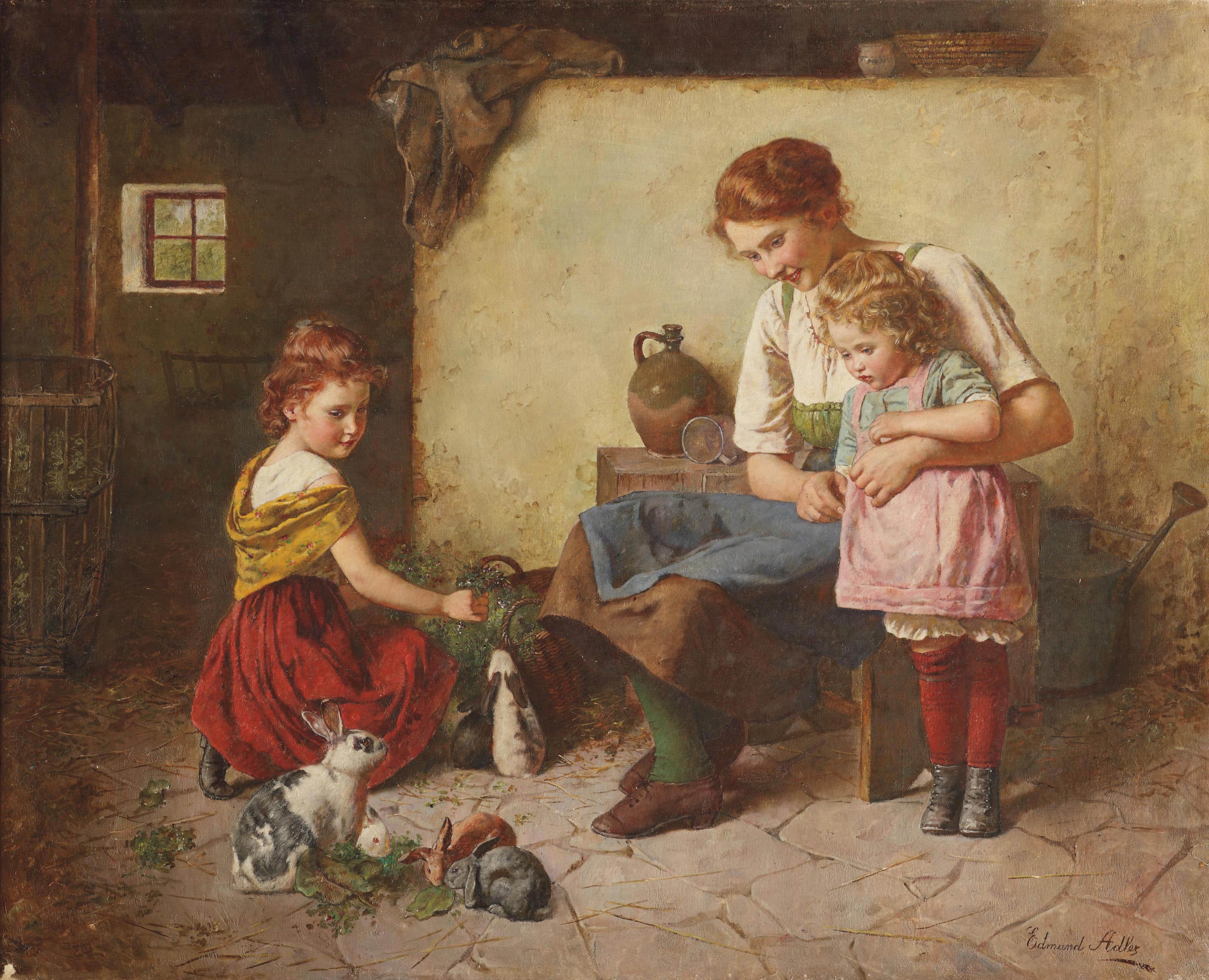Edmund Adler - Feeding the rabbits