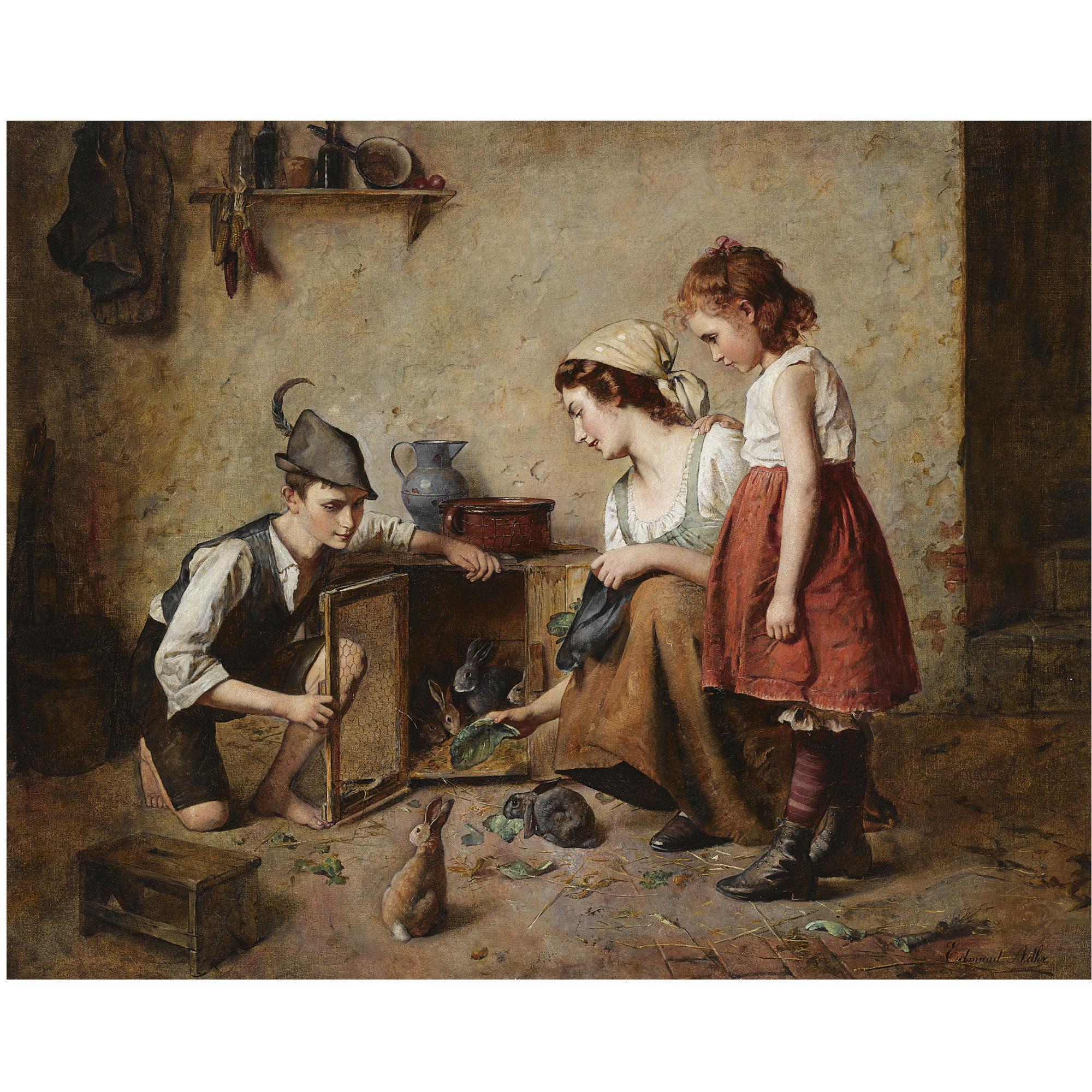 Edmund Adler - German Caring For The Rabbits
