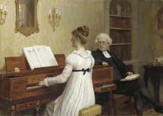 Edmund Blair Leighton - The Piano Lesson