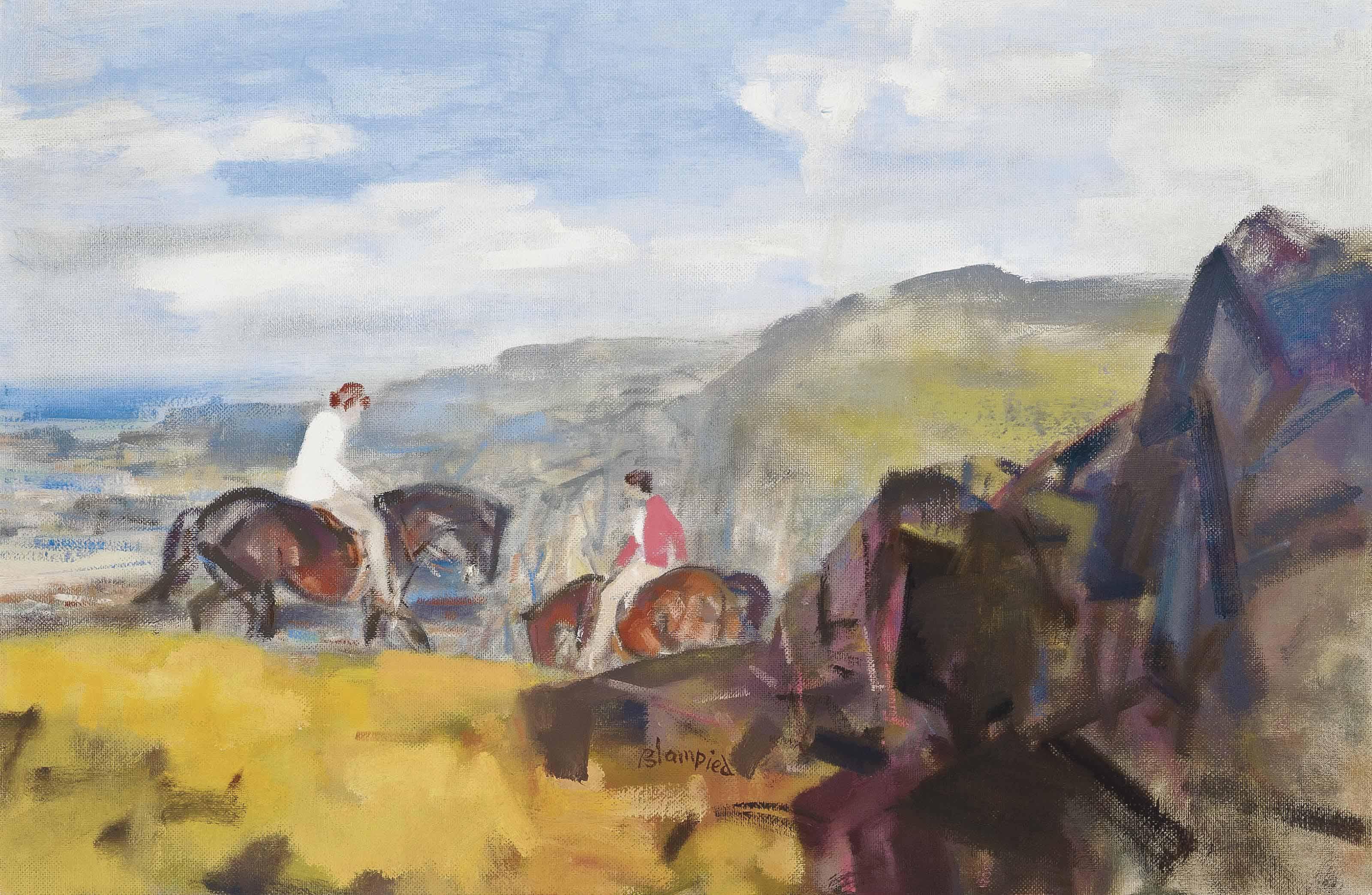 Edmund Blampied, R.B.A., R.E. - Coastal riders, Jersey