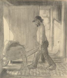 Edmund Blampied, R.B.A., R.E. - Man with a barrow