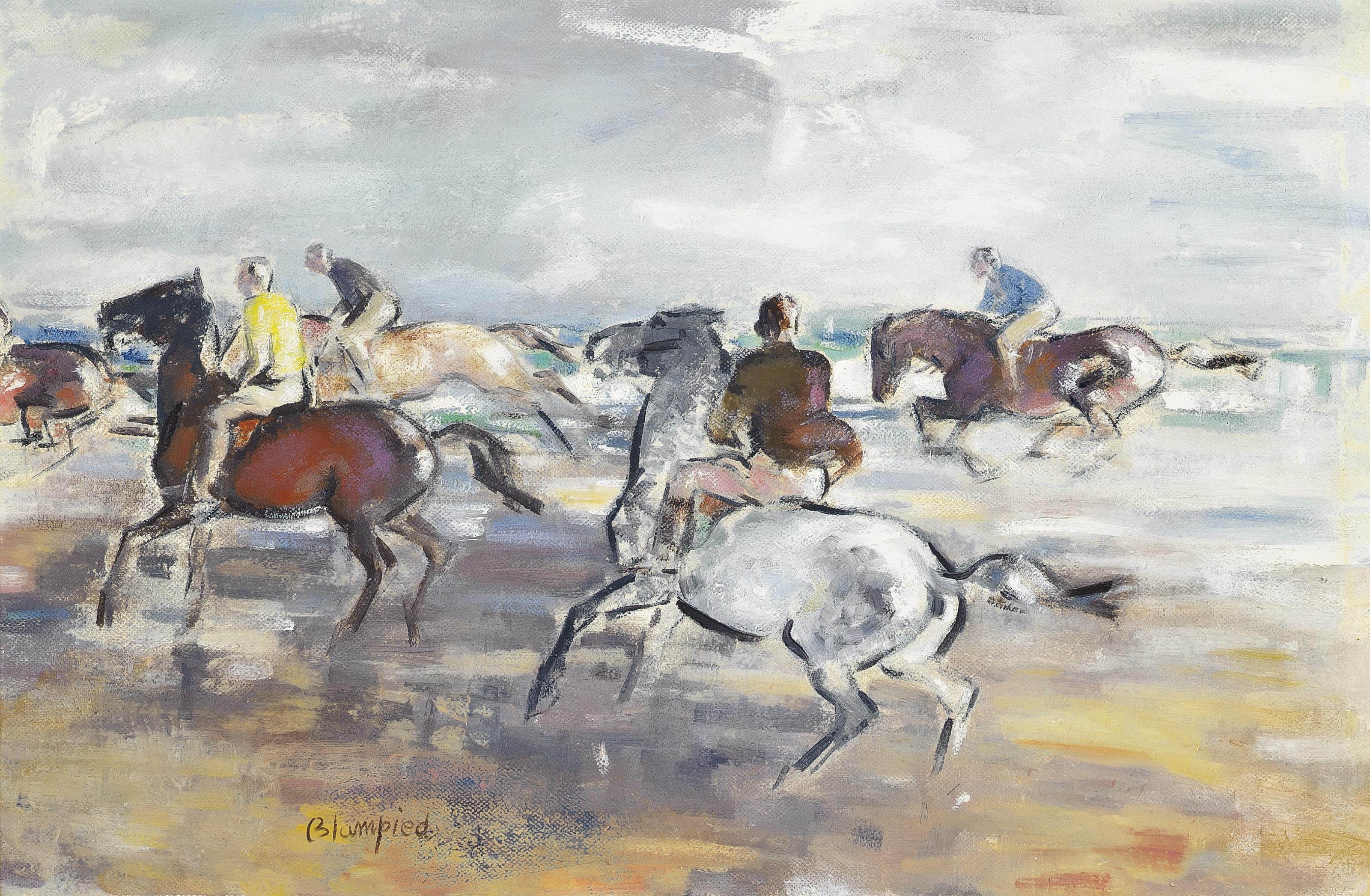 Edmund Blampied - A race across the sands, Jersey