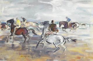 Edmund Blampied - A race across the sands, Jersey