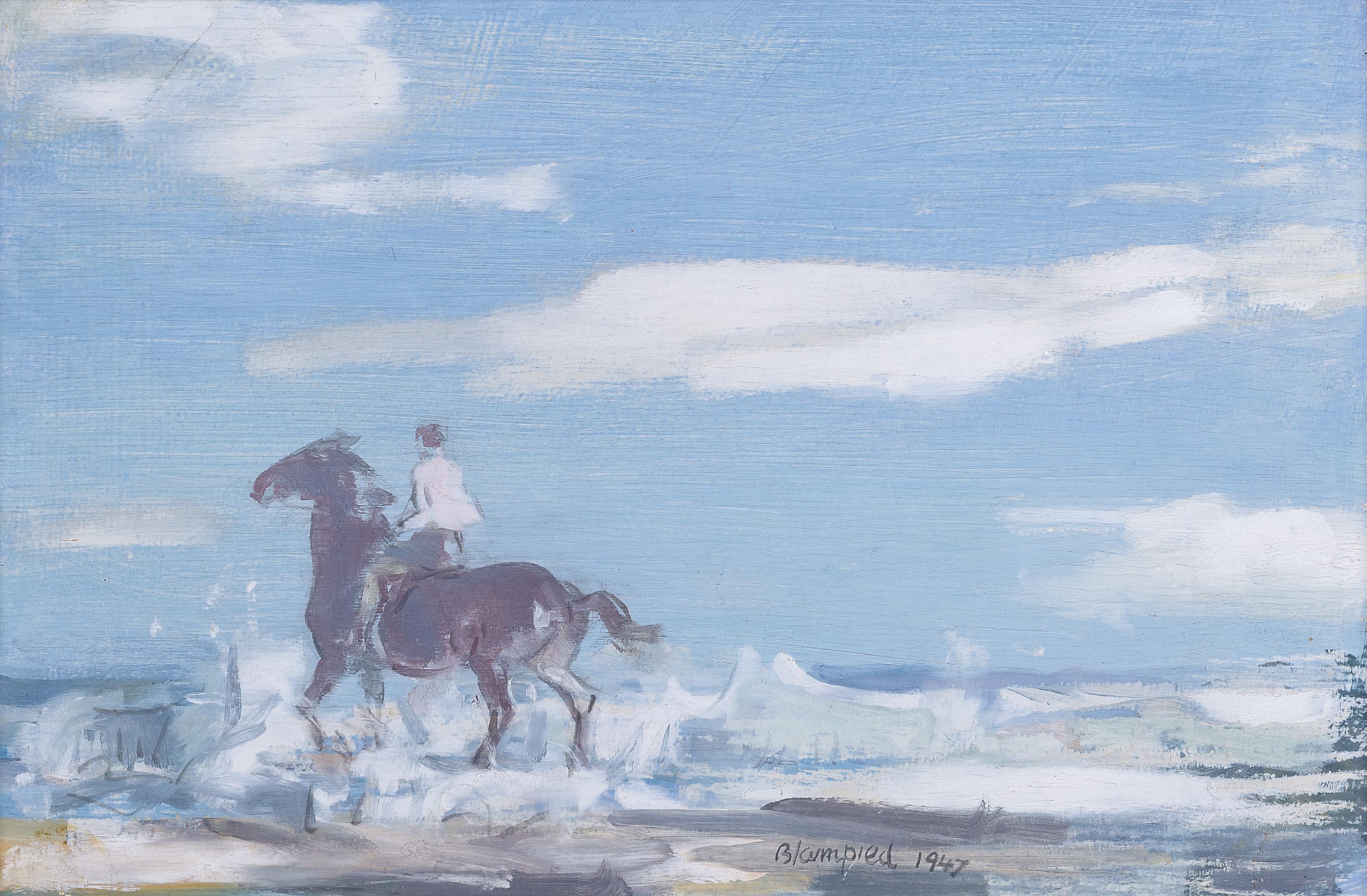 Edmund Blampied - Riding through the surf