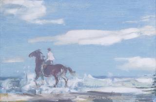 Edmund Blampied - Riding through the surf