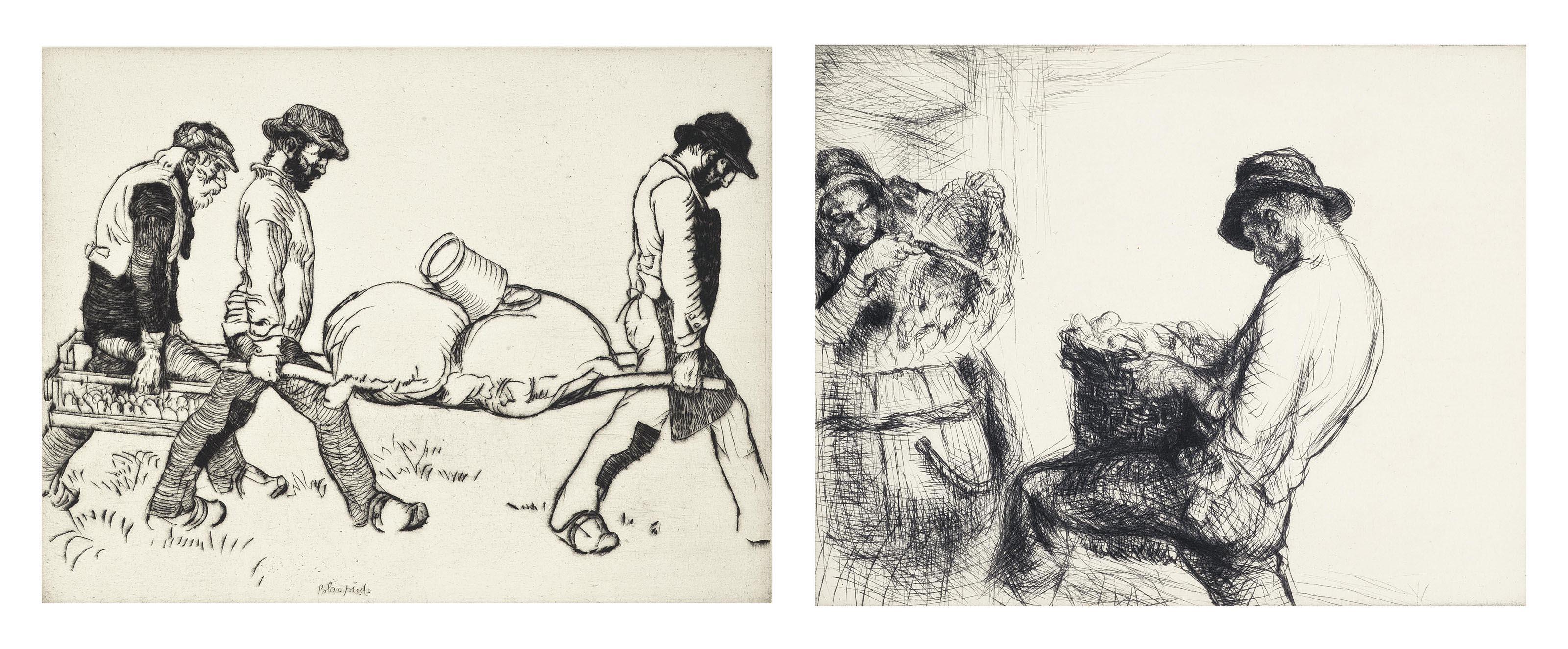 Edmund Blampied - The potato planters; and The farm hands (both illustrated)