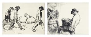 Edmund Blampied - The potato planters; and The farm hands (both illustrated)