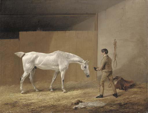 Edmund Bristow - A grey hunter and stableboy