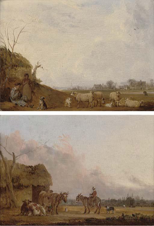 Edmund Bristow - Bristow\'S Farm, With Eton College Chapel In The Distance; And A Shepherd And His Flock On The Fields of Windsor