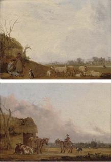 Edmund Bristow - Bristow\'S Farm, With Eton College Chapel In The Distance; And A Shepherd And His Flock On The Fields of Windsor