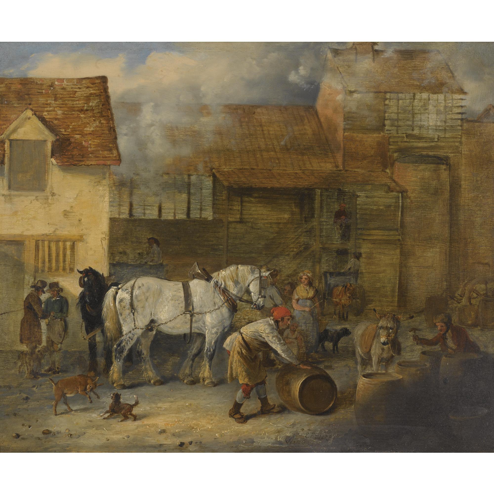 Edmund Bristow - Dray Horses Outside A Brewery, Windsor; And Cart Horses Outside An Ale House, Windsor
