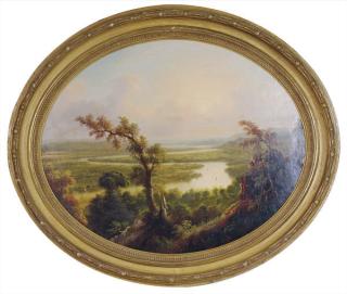 Edmund C. Coates - Panoramic view of the Connecticut River with sailboats