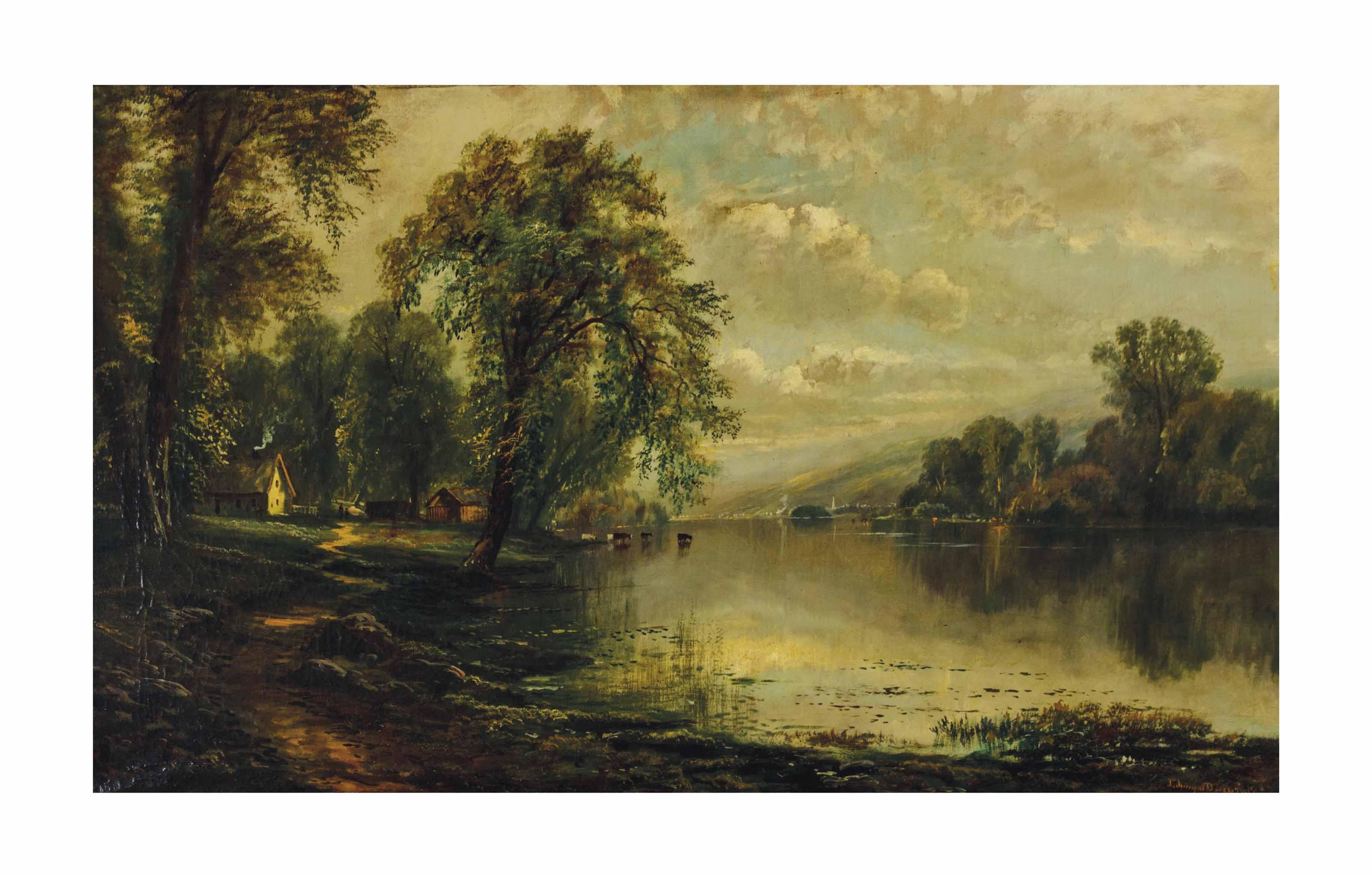 Edmund Darch Lewis - Cows drinking from a river