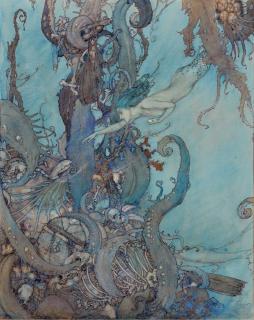 Edmund Dulac - The Little Mermaid (At the mere sight of the bright liquid they drew back in terror)